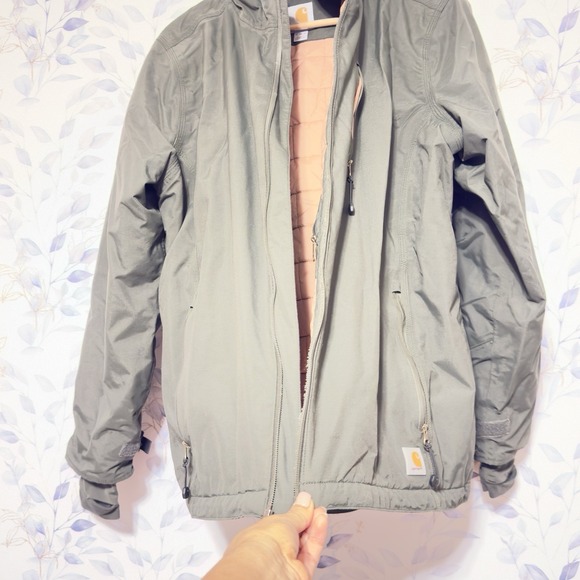 Carhartt Storm Defender Rare Green & Pink Hooded Jacket Women Xl Zipper To Fix - Picture 10 of 10